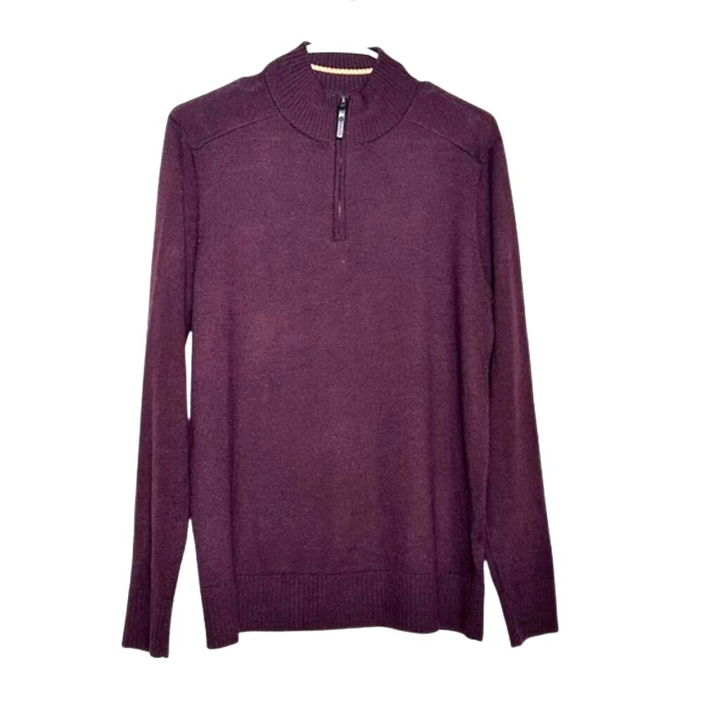 Smartwool Sparwood Merino Wool Quarter Zip Sweater Mens Medium Outdoor Maroon